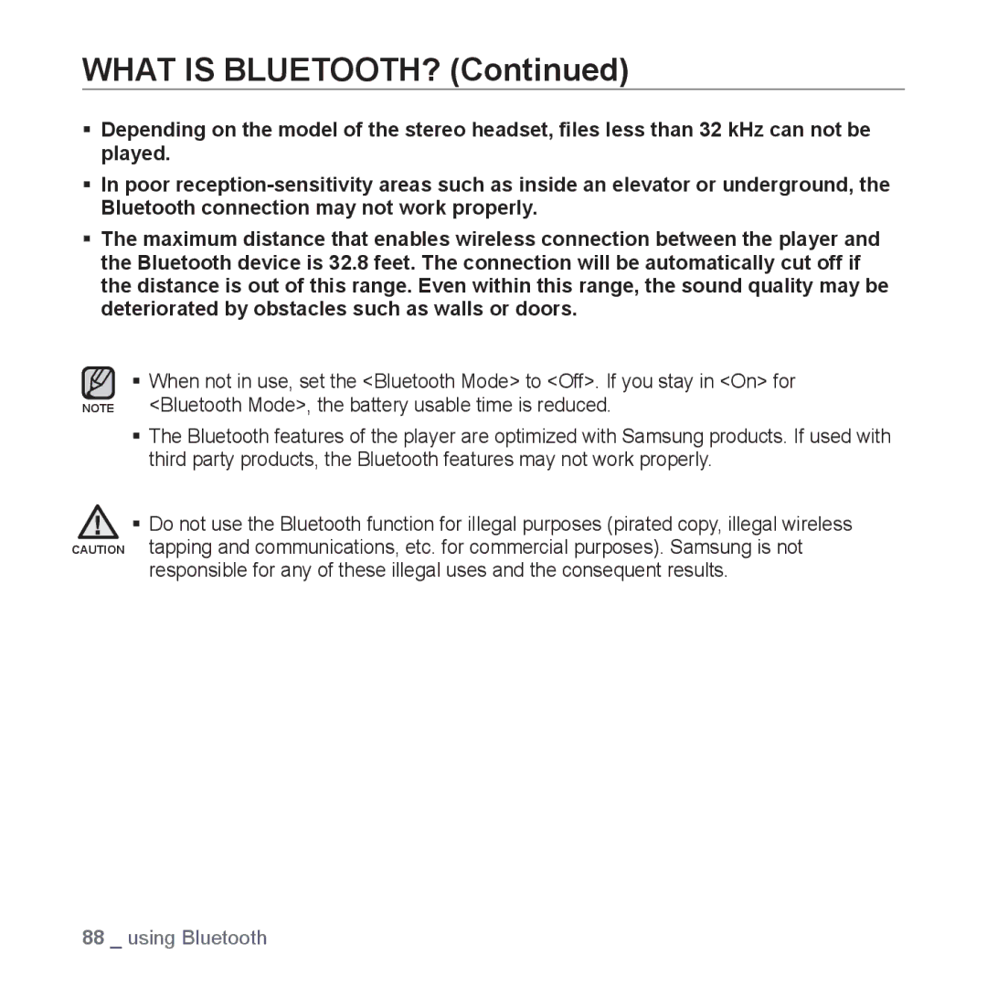 Samsung YP-T10JARY user manual What is BLUETOOTH? 