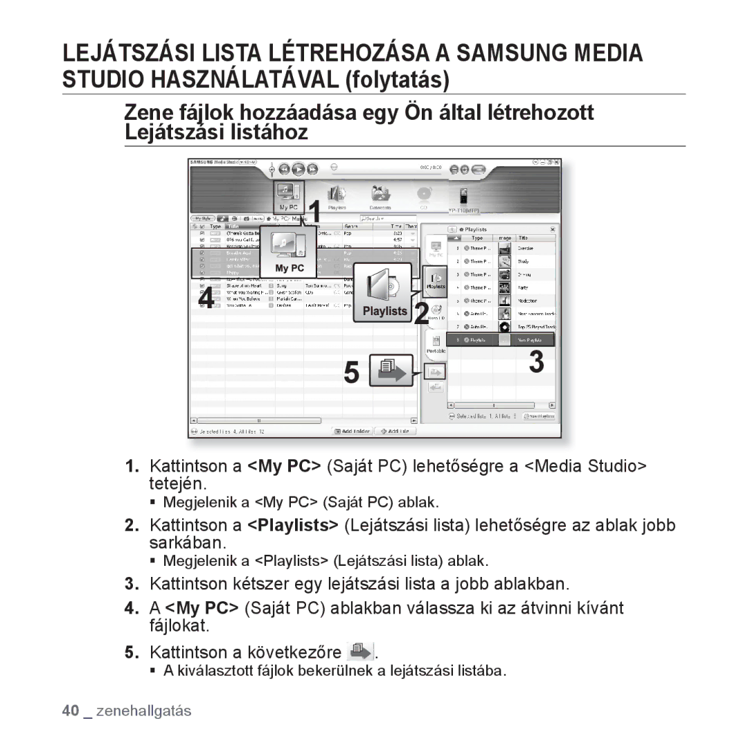 Samsung YP-T10JCW/XEO, YP-T10JQU/XET, YP-T10JAG/XET, YP-T10JQW/XET, YP-T10JAB/XET manual ƒ Megjelenik a My PC Saját PC ablak 