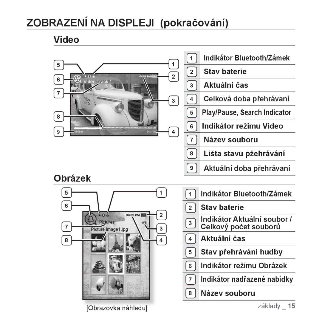 Samsung YP-T10JQB/XEO, YP-T10JQW/XEO, YP-T10JCB/XEO, YP-T10JAB/XEO, YP-T10JQR/XEO, YP-T10JQG/XEO manual Video, Obrázek 