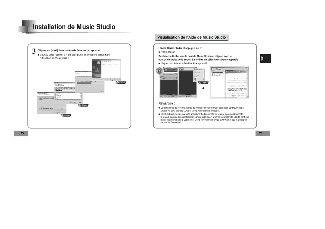 Samsung YP-T4VB/ELS, YP-T4V/ELS manual Visualisation de lAide de Music Studio 