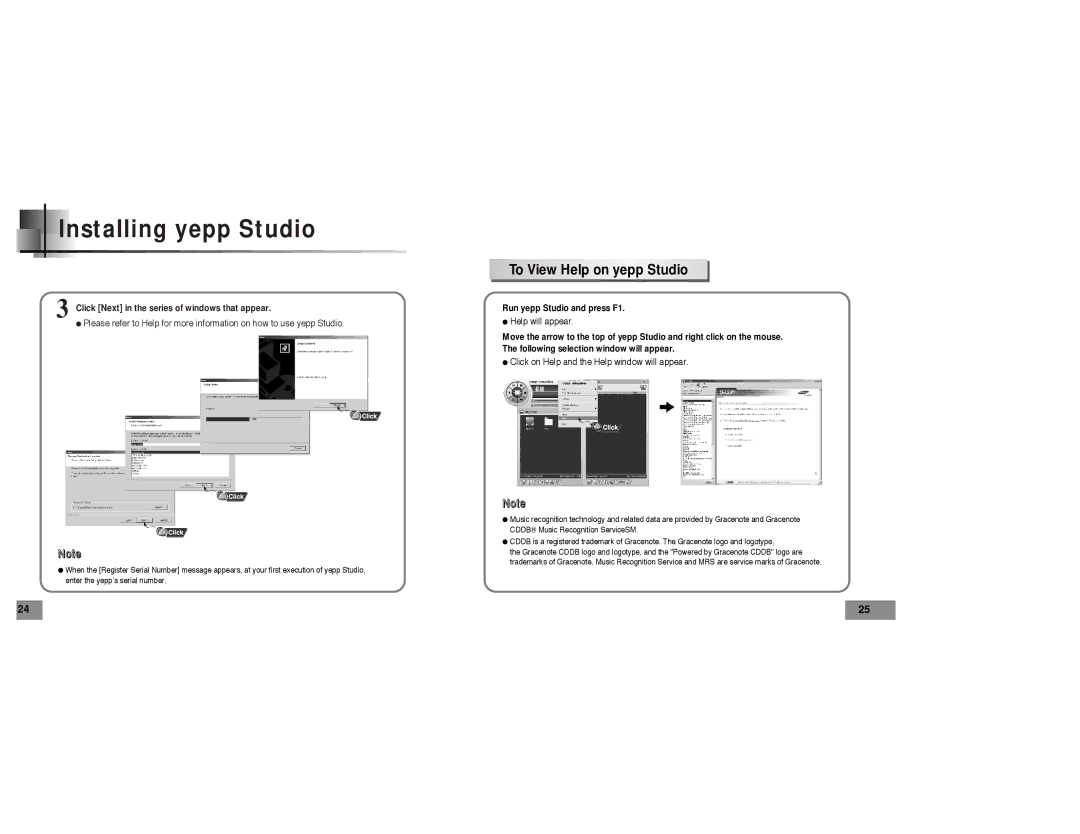 Samsung YP-T5 manual To View Help on yepp Studio 