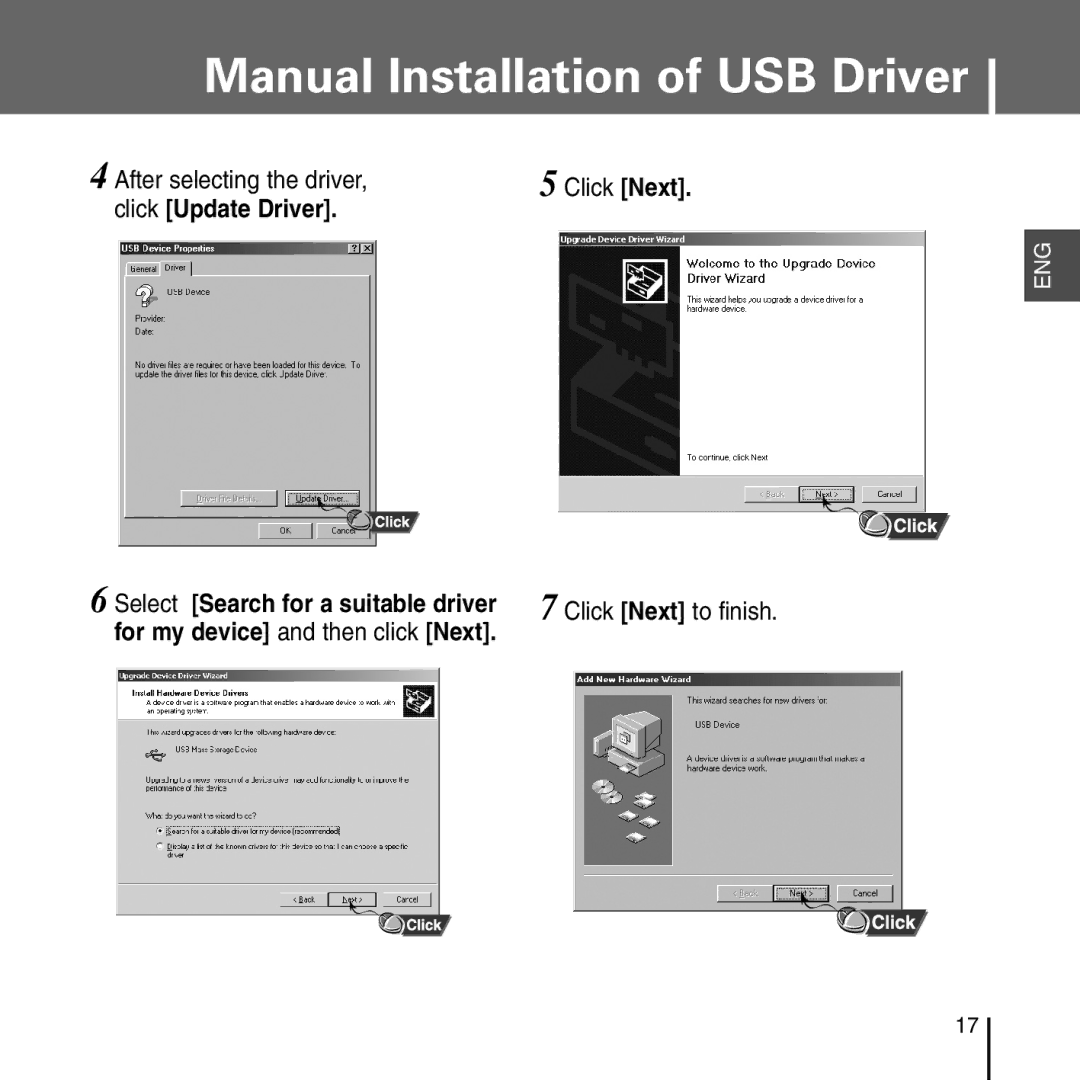 Samsung YP-T55 manual After selecting the driver, Click Update Driver 