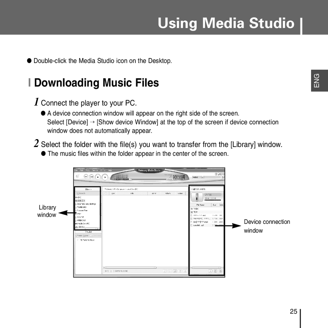 Samsung YP-T55 manual Using Media Studio, Connect the player to your PC 