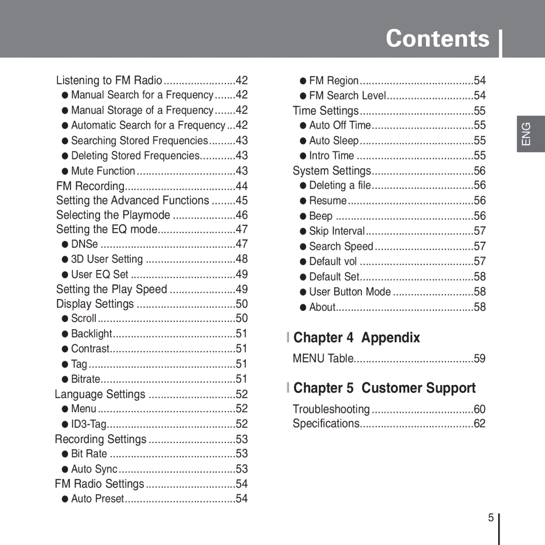 Samsung YP-T55 manual Appendix 