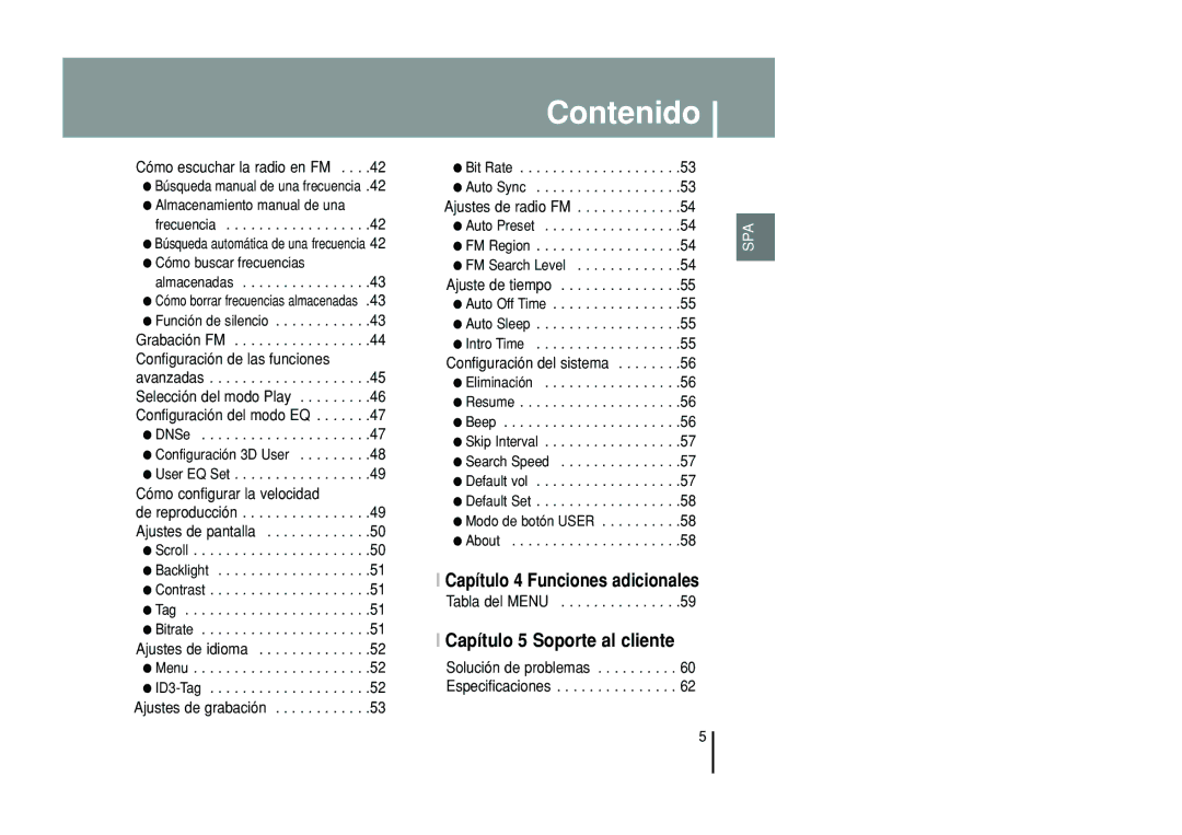 Samsung YP-T55ZW/XET, YP-T55XL/XET manual Capítulo 4 Funciones adicionales 