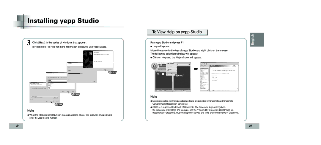 Samsung YP-T5V/XSV manual To View Help on yepp Studio 