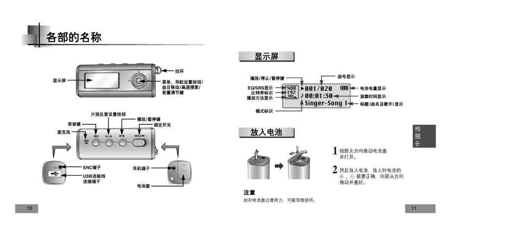 Samsung YP-T5V/XSV manual 001/020 Singer-Song 