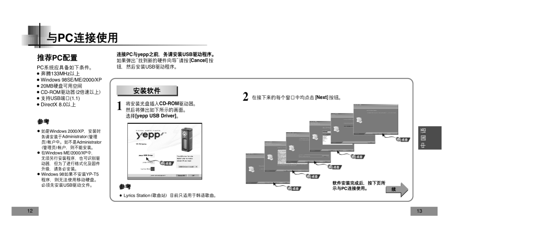 Samsung YP-T5V/XSV manual Usb 