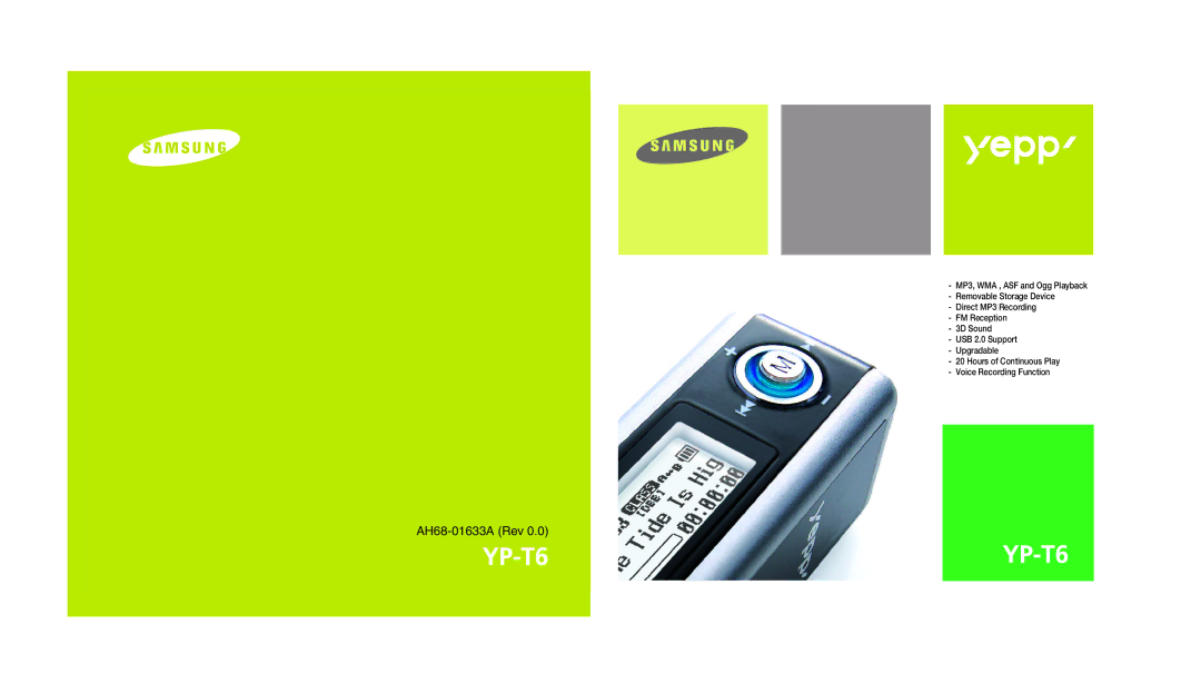 Samsung YP-T6 manual AH68-01633A Rev 