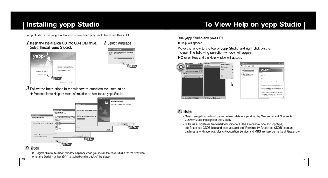 Samsung YP-T6 manual Installing yepp Studio, To View Help on yepp Studio, Run yepp Studio and press F1 