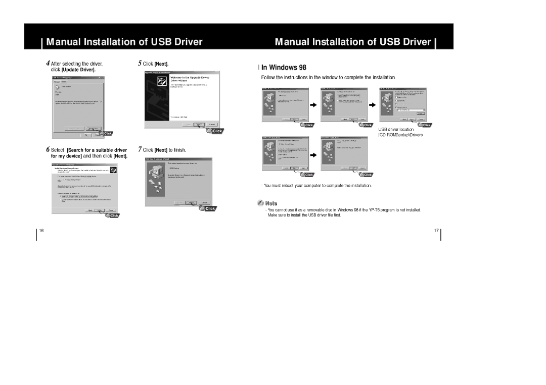 Samsung YP-T6X appendix Windows, After selecting the driver 