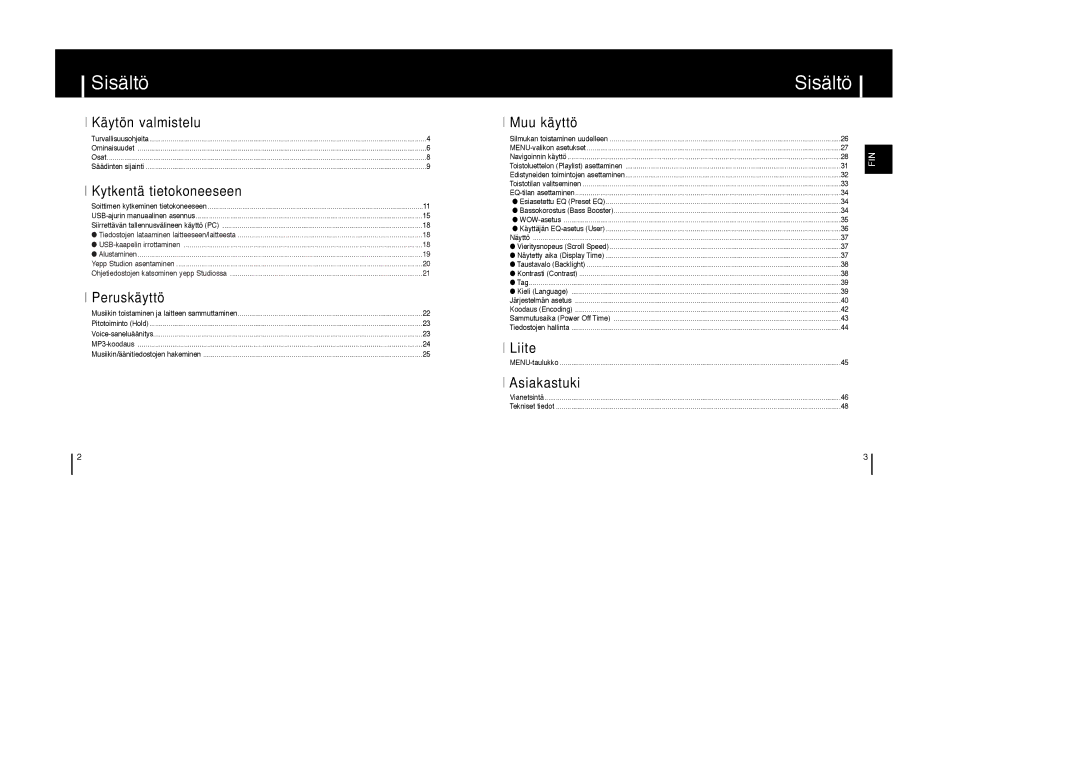 Samsung YP-T6Z/ELS, YP-T6X/ELS, YP-T6V/ELS manual Innhold 