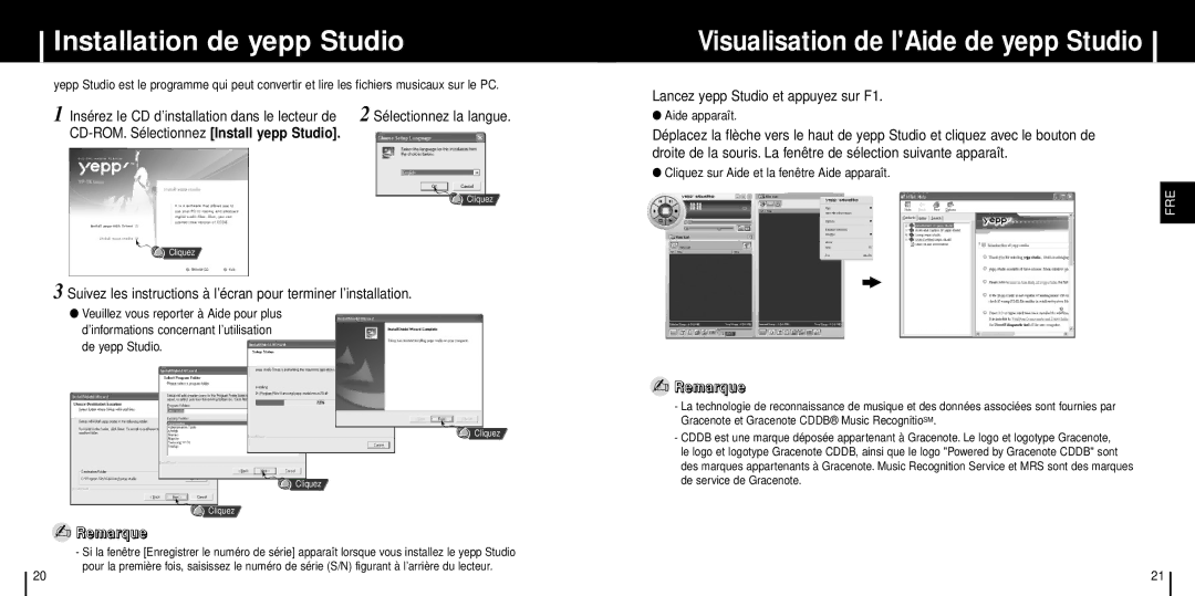 Samsung YP-T6Z/ELS, YP-T6X/ELS, YP-T6ZL/ELS, YP-T6X/REE Installation de yepp Studio, Visualisation de lAide de yepp Studio 