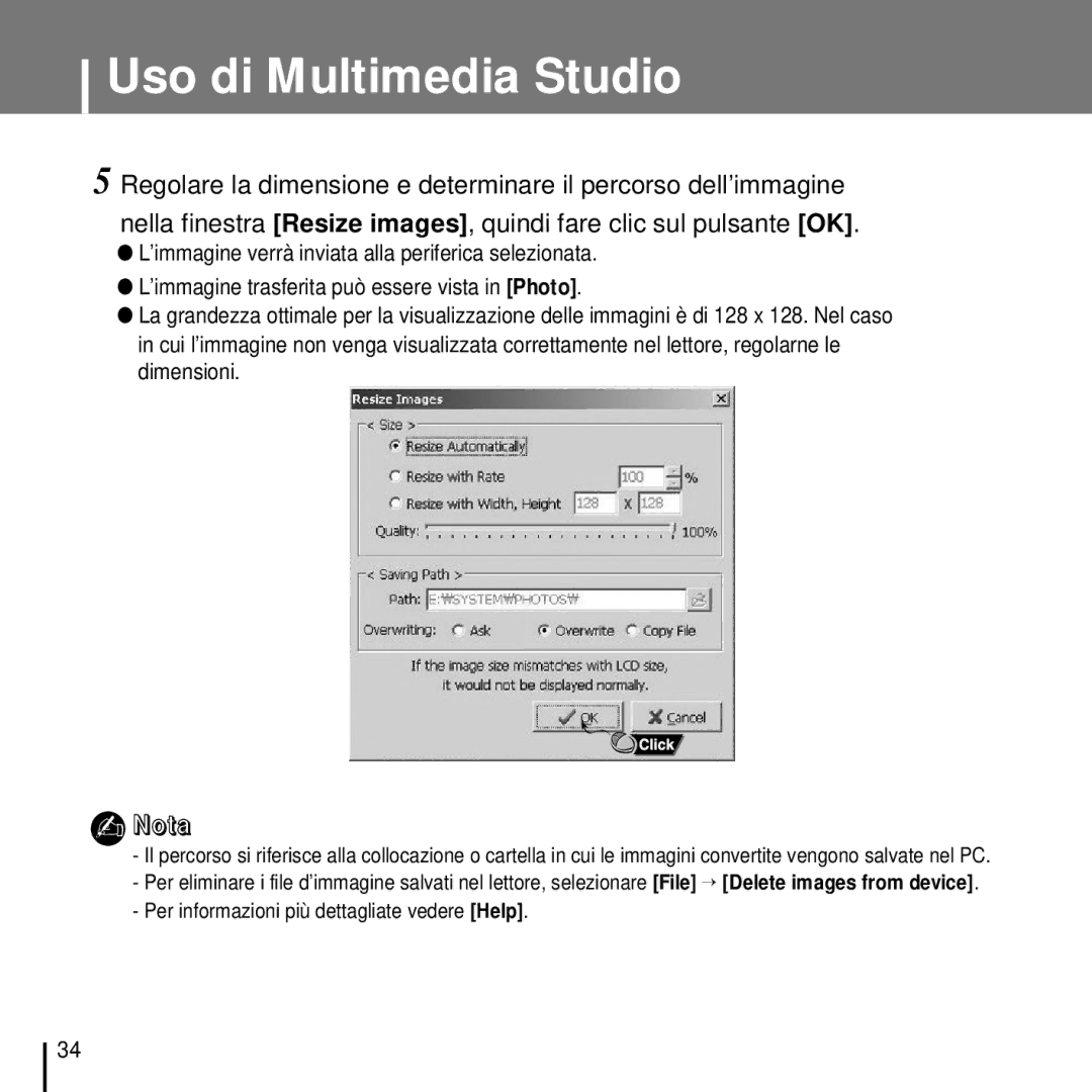 Samsung YP-T7FZS/XET, YP-T7FQB/ELS, YP-T7FZS/ELS, YP-T7FZB/ELS, YP-T7FQS/ELS manual Uso di Multimedia Studio 