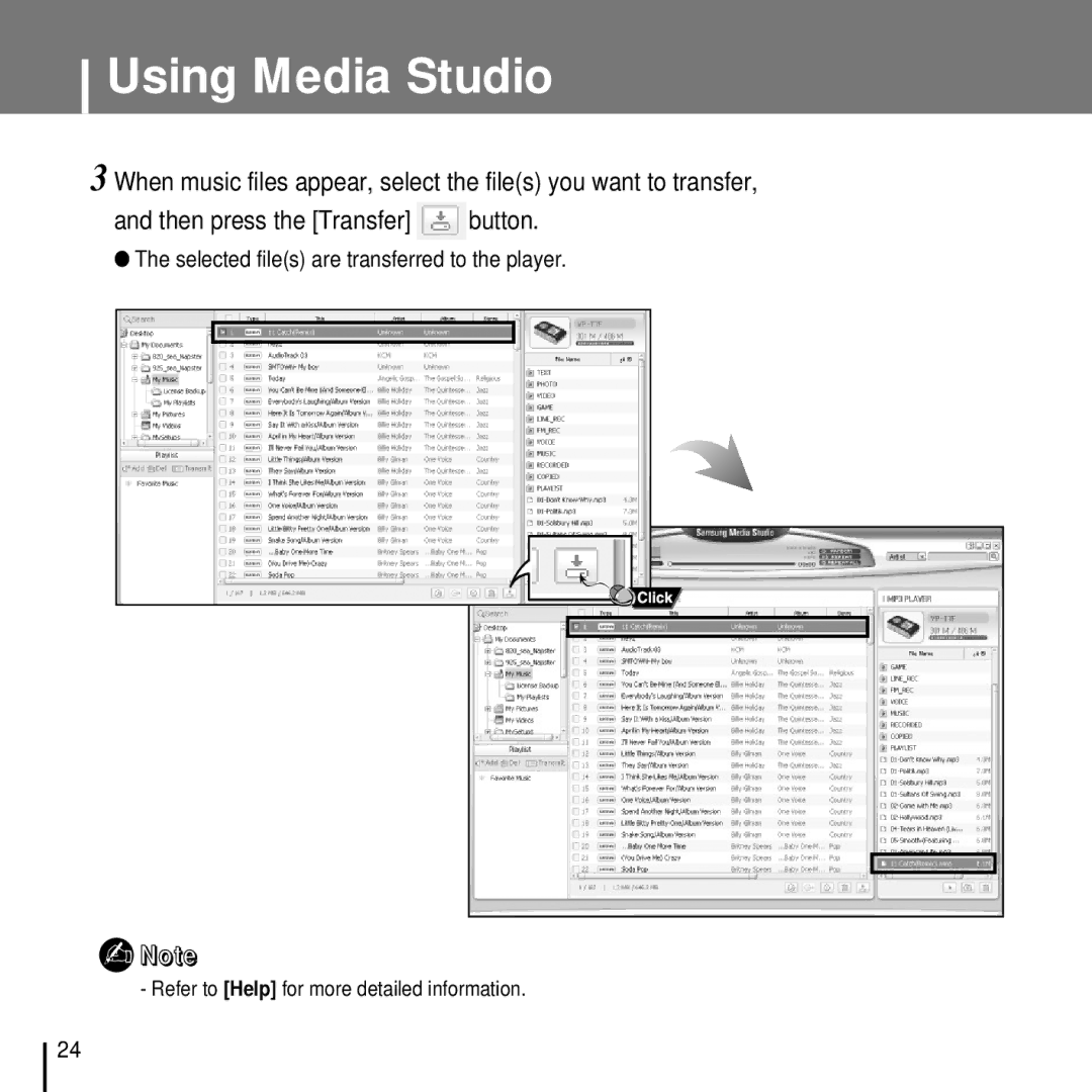 Samsung YP-T7FQB/XEF, YP-T7FZS/XEF, YP-T7FXB/EDC, YP-T7FZS/EDC, YP-T7FXB/ELS, YP-T7FQB/ELS, YP-T7FQB/EDC Using Media Studio 