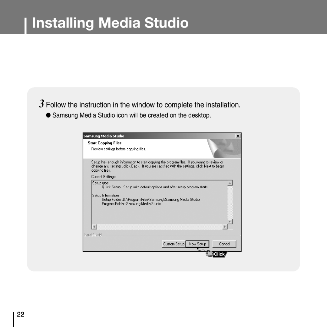Samsung YP-T7FQ, YP-T7FZ manual Follow the instruction in the window to complete the installation, Installing Media Studio 
