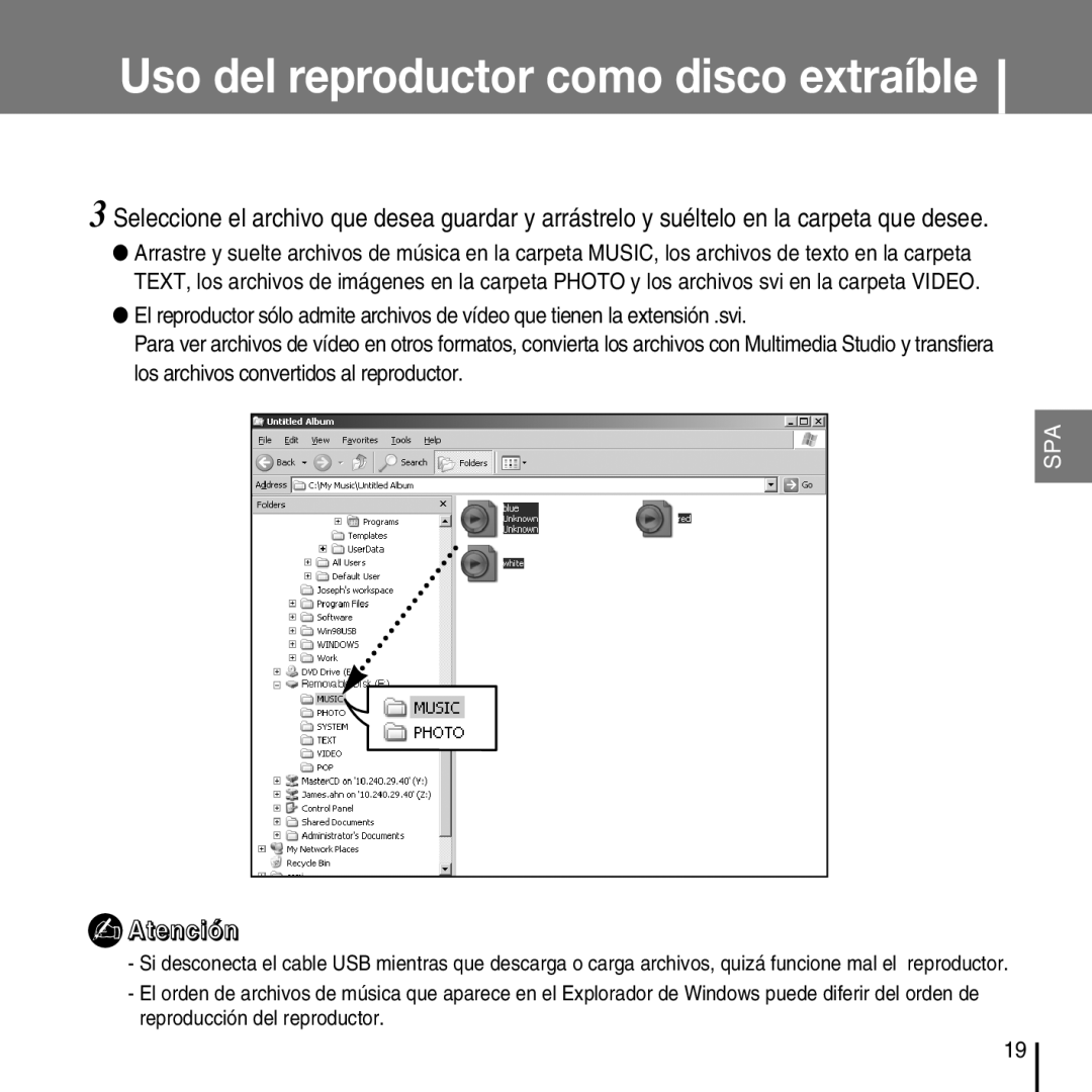 Samsung YP-T7FZS/XET, YP-T7FZS/XEF, YP-T7FXB/ELS, YP-T7FZS/ELS manual Atención 