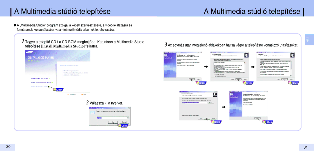 Samsung YP-T7X/ELS, YP-T7Z/ELS, YP-T7V/ELS manual ? ?, Multimedia stúdió telepítése 