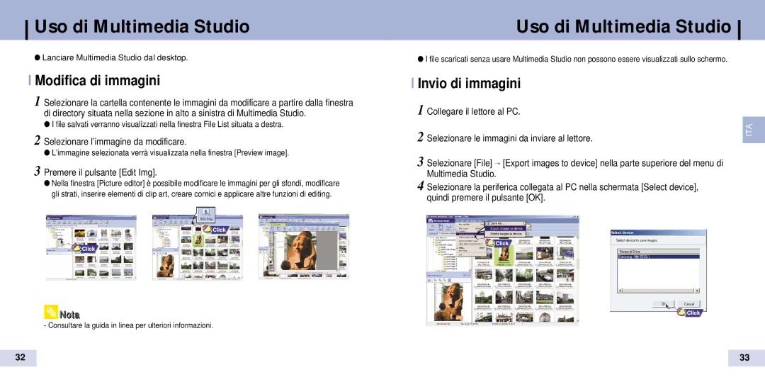 Samsung YP-T7X/XSP manual Uso di Multimedia Studio, Selezionare l’immagine da modificare, Premere il pulsante Edit Img 