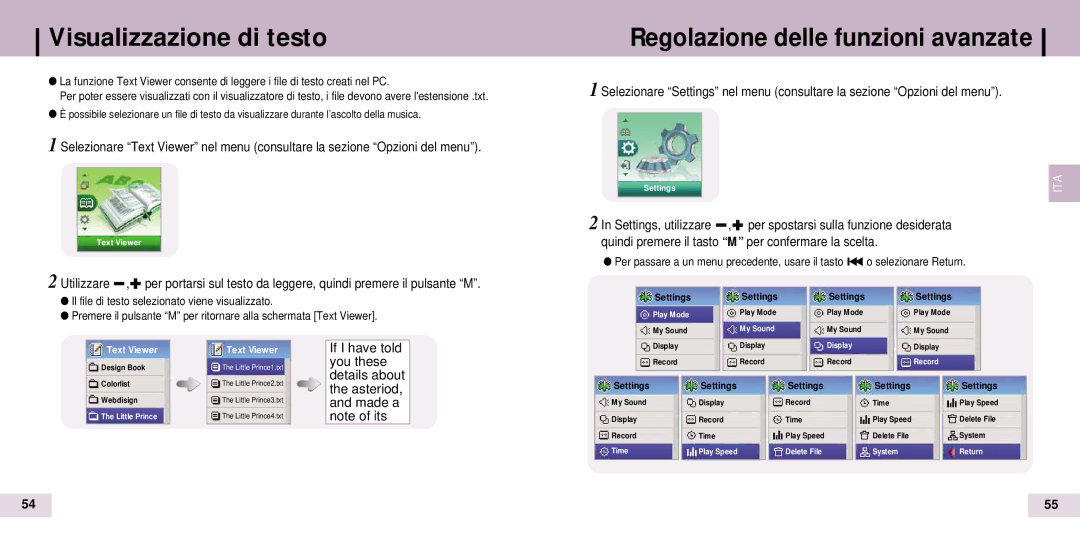 Samsung YP-T7X/XSP Visualizzazione di testo, Regolazione delle funzioni avanzate, If I have told you these details about 