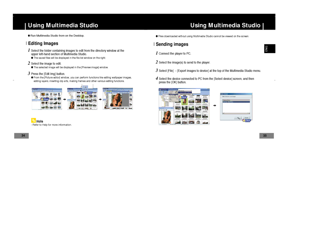 Samsung YP-T7X/XFO, YP-T7Z/ELS, YP-T7X/ELS Using Multimedia Studio, Select the image to edit, Press the Edit Img button 