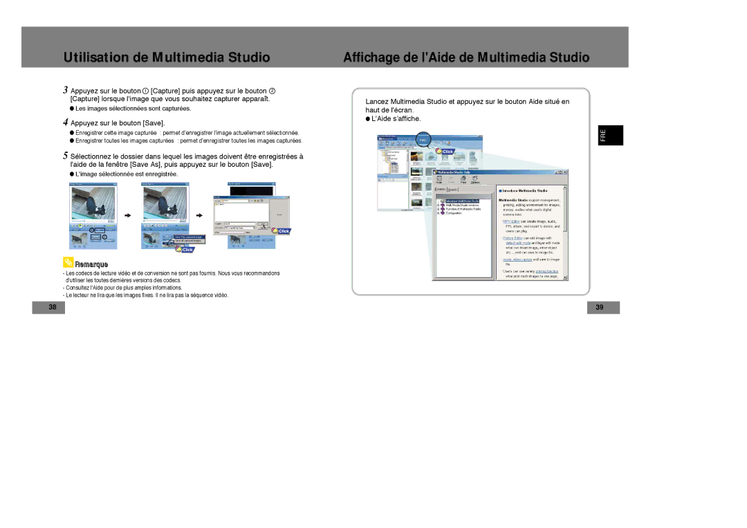 Samsung YP-T7Z/ELS, YP-T7X/ELS, YP-T7Z/XAA, YP-T7X/XAA manual Affichage de lAide de Multimedia Studio 