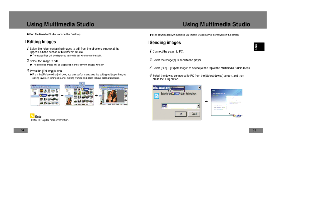 Samsung YP-T7Z/XAA, YP-T7Z/ELS, YP-T7X/ELS Using Multimedia Studio, Select the image to edit, Press the Edit Img button 