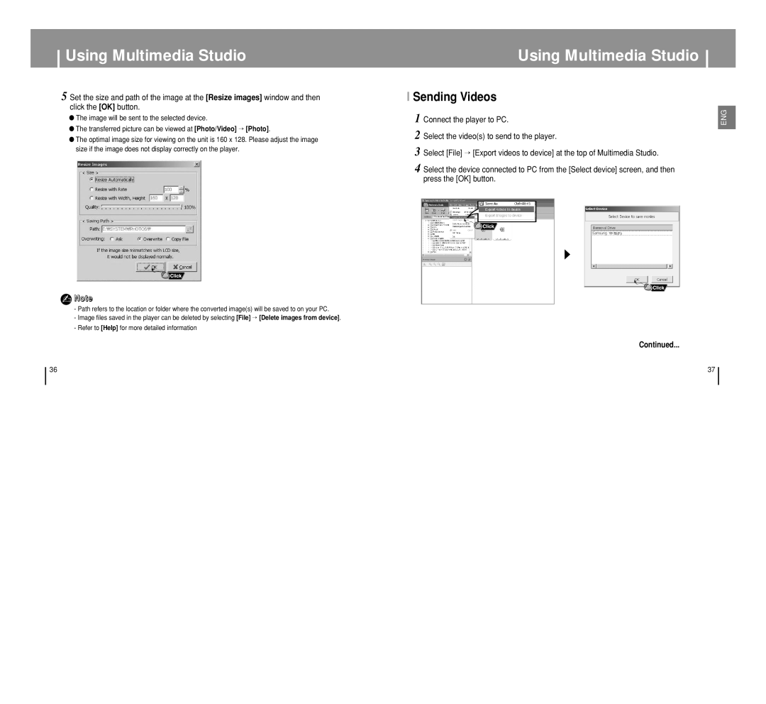 Samsung YP-T8 manual Sending Videos 