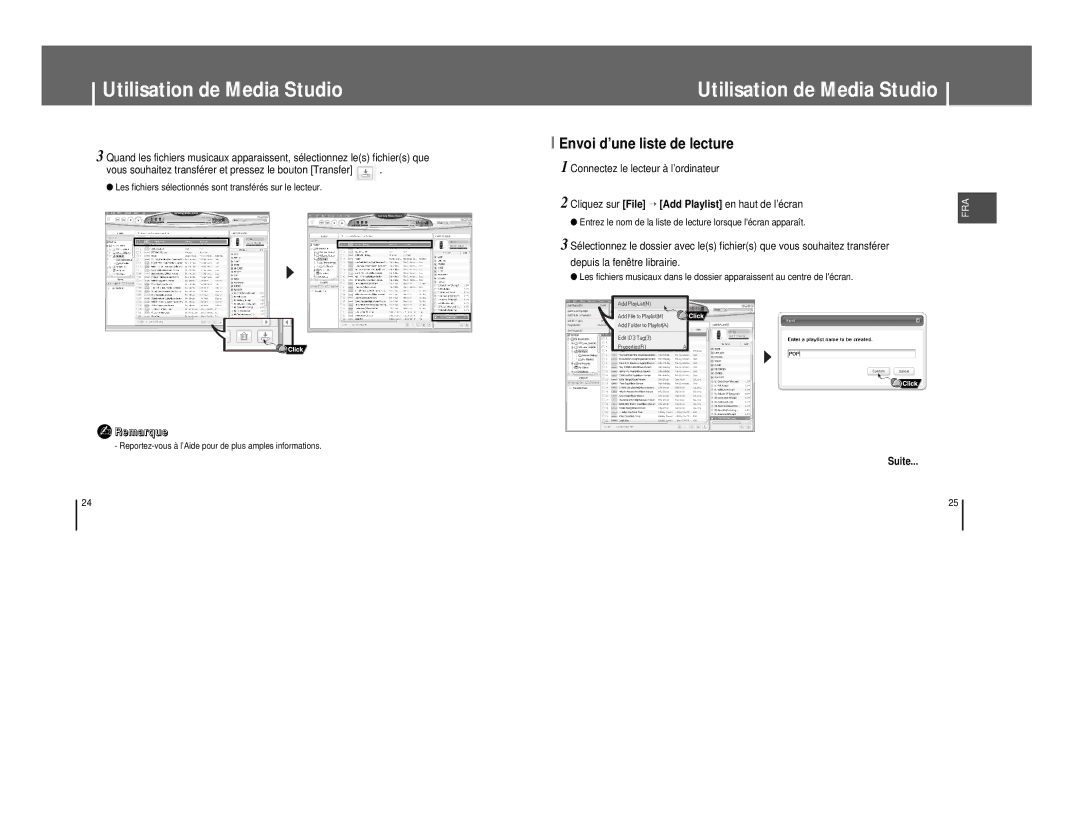 Samsung YP-T8Z/ELS, YP-T8A/ELS manual Envoi d’une liste de lecture, Les fichiers sélectionnés sont transférés sur le lecteur 