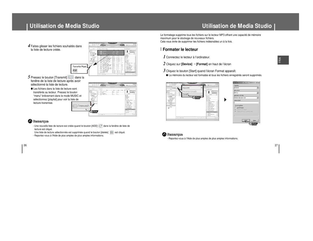 Samsung YP-T8Q/EDC, YP-T8A/ELS, YP-T8Q/ELS, YP-T8X/ELS, YP-T8Z/ELS manual Formater le lecteur 