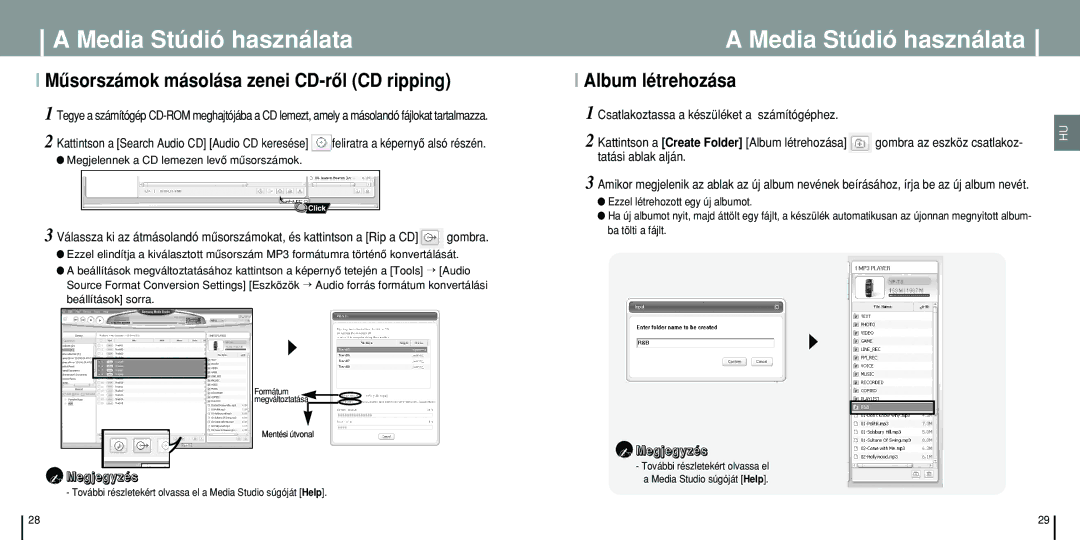 Samsung YP-T8Q/ELS, YP-T8X/ELS, YP-T8Z/ELS manual Mûsorszámok másolása zenei CD-rôl CD ripping, Album létrehozása 