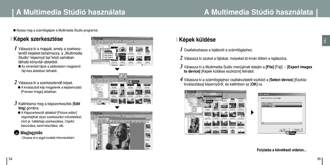 Samsung YP-T8Q/ELS, YP-T8X/ELS Multimedia Stúdió használata, Képek szerkesztése, Válassza ki a mappát, amely a szerkesz 