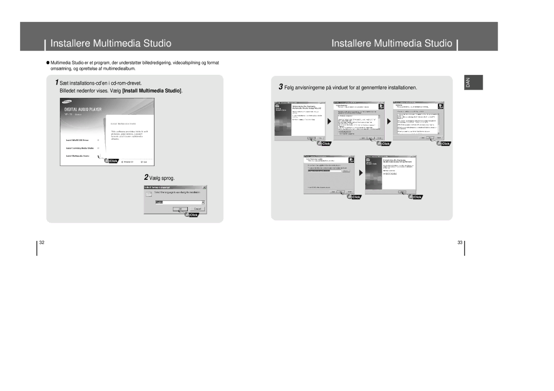 Samsung YP-T8Z/ELS, YP-T8X/ELS manual Installere Multimedia Studio 