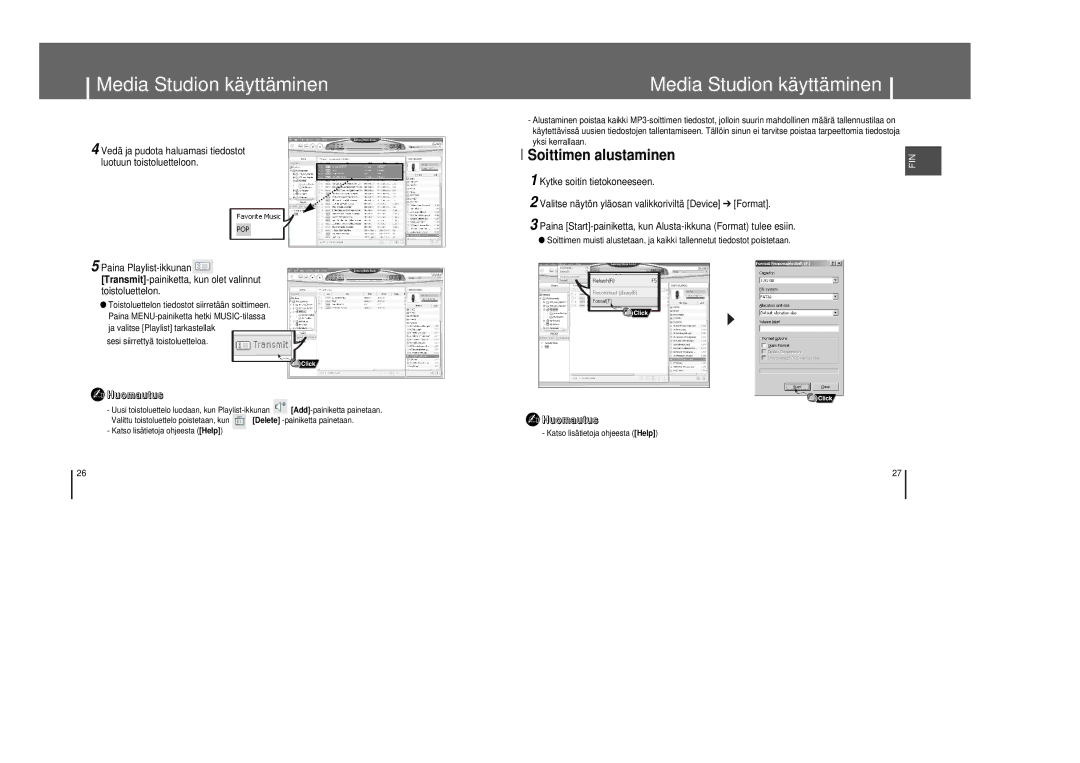 Samsung YP-T8X/ELS, YP-T8Z/ELS manual Soittimen alustaminen 