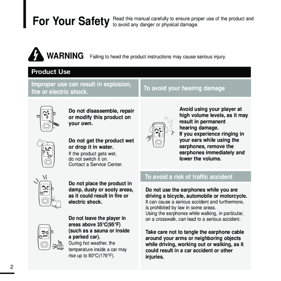 Samsung YP-T9 manual Product Use 