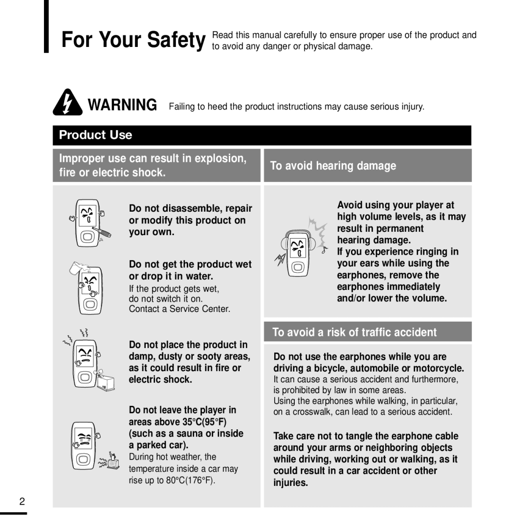 Samsung YP-T9J manual Product Use 