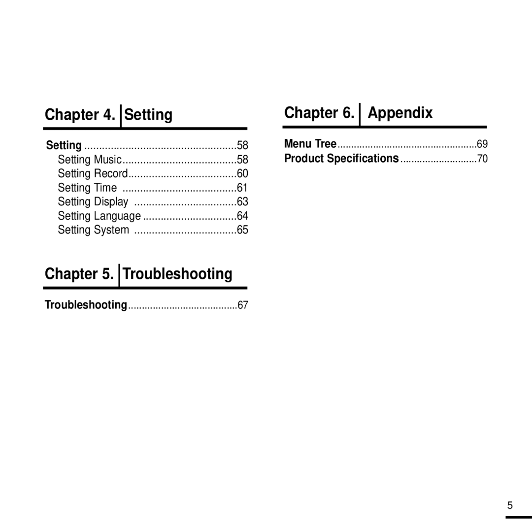 Samsung YP-T9J manual Setting, Troubleshooting 