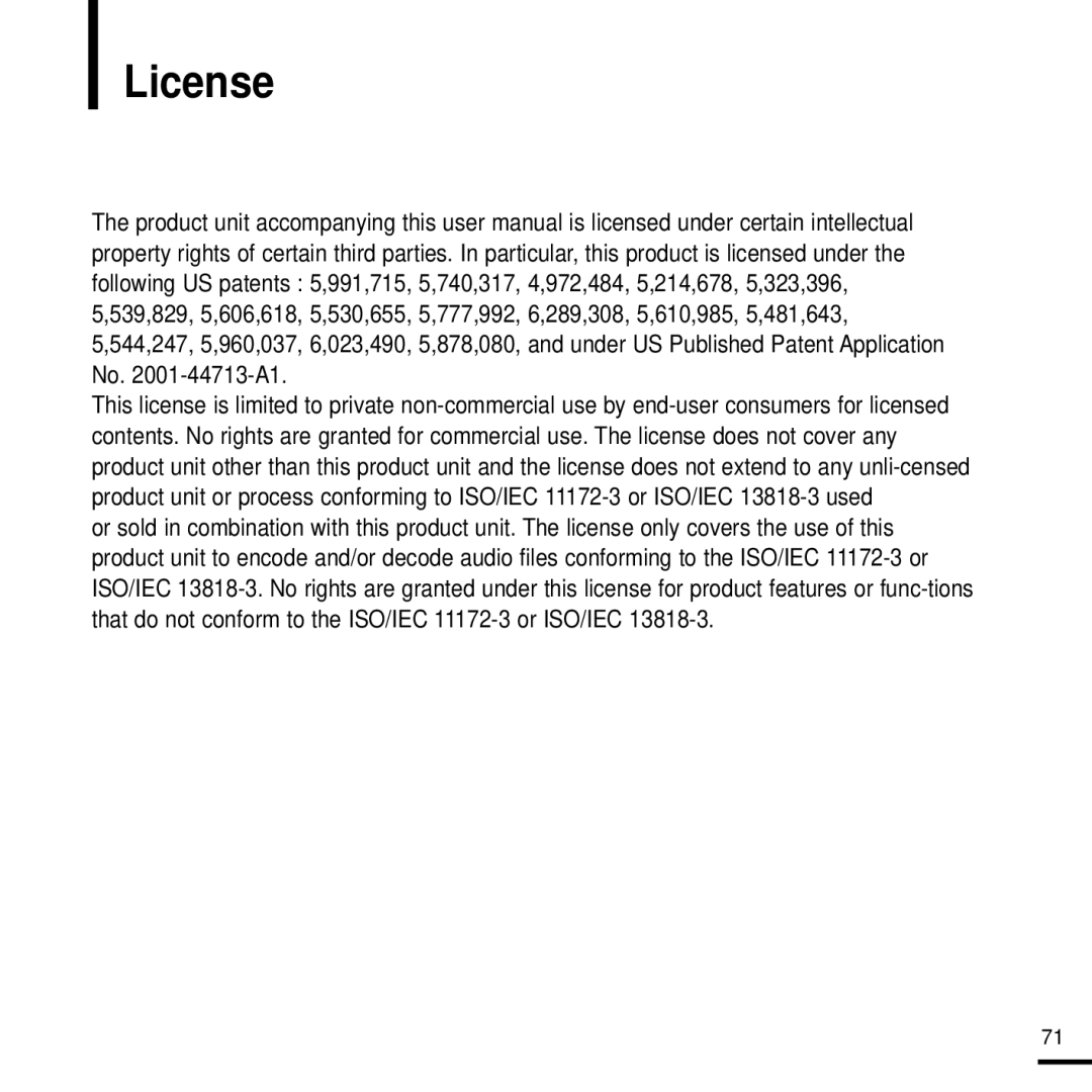 Samsung YP-T9J manual License 