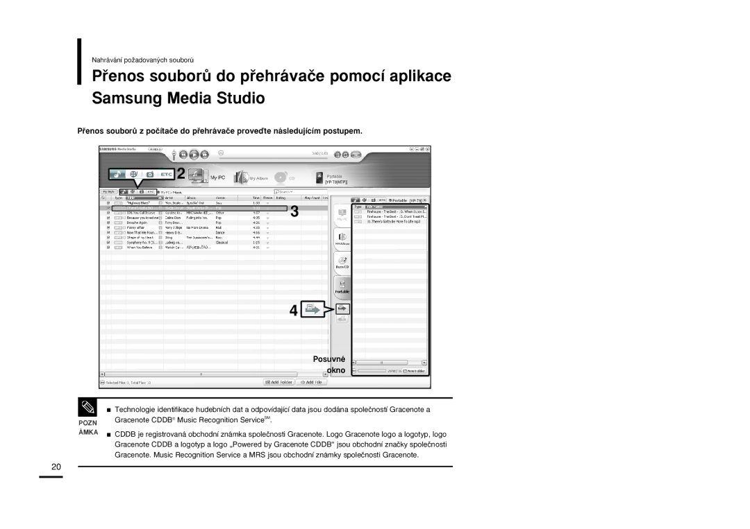 Samsung YP-T9JBQB/XEH, YP-T9JBAB/XEH, YP-T9JBZB/XEH manual Posuvné okno 