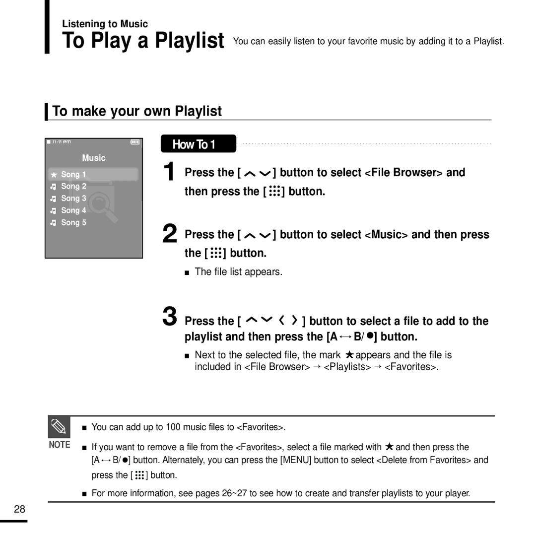Samsung YP-T9BAB/XFU, YP-T9JQB/XEF manual To make your own Playlist, How To, Then press the button Press, File list appears 
