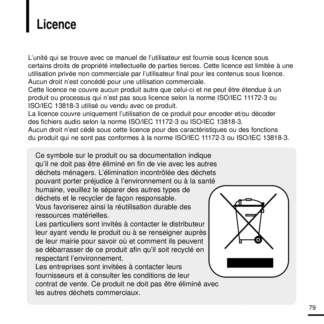 Samsung YP-T9JZB/XEF, YP-T9JQB/XEF, YP-T9JBQB/XEF manual Licence 