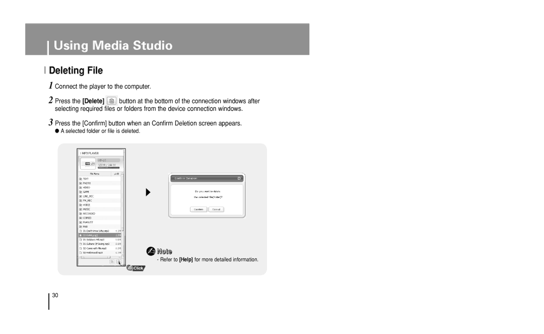 Samsung YP-U1 manual Deleting File 