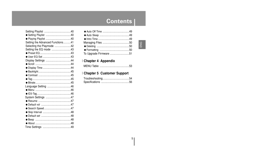 Samsung YP-U1 manual Appendix 