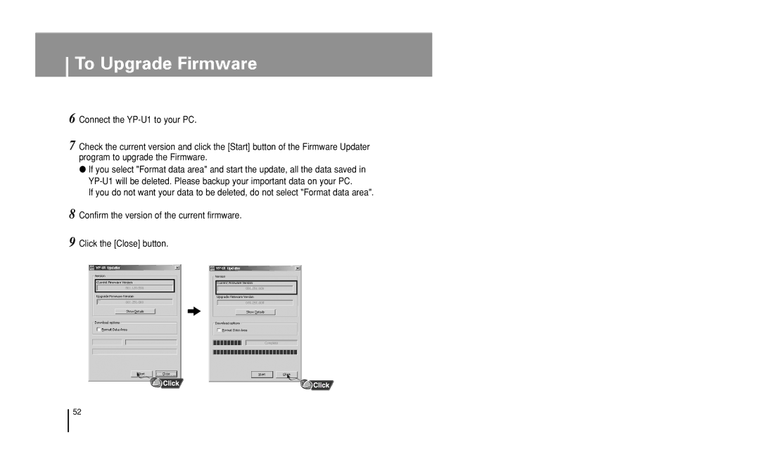 Samsung YP-U1 manual To Upgrade Firmware 