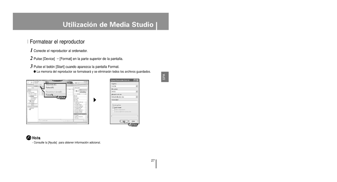 Samsung YP-U1X/ELS, YP-U1V/ELS manual Formatear el reproductor 