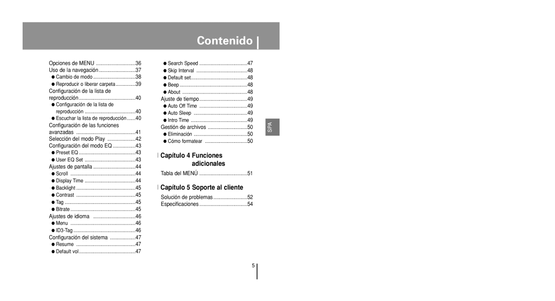 Samsung YP-U1X/ELS, YP-U1V/ELS manual Capítulo 4 Funciones Adicionales 