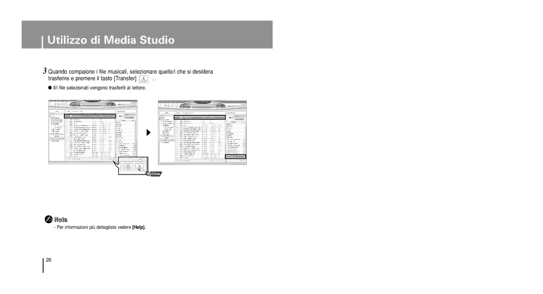 Samsung YP-U1Z/ELS manual Il/i file selezionati vengono trasferiti al lettore, Per informazioni più dettagliate vedere Help 