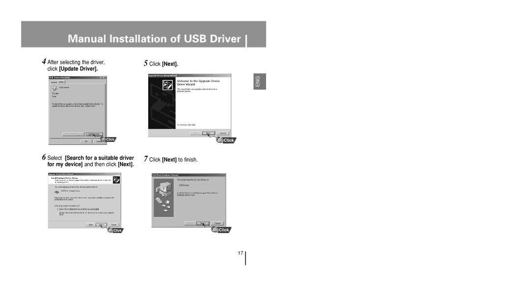 Samsung YP-U1ZB/XFO, YP-U1V/ELS, YP-U1Z/ELS, YP-U1VW/ELS, YP-U1QB/ELS manual After selecting the driver, Click Update Driver 