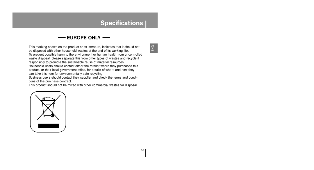 Samsung YP-U1VR/ELS, YP-U1V/ELS, YP-U1Z/ELS, YP-U1VW/ELS, YP-U1QB/ELS, YP-U1X/ELS, YP-U1QW/ELS, YP-U1ZB/XFO manual Europe only 