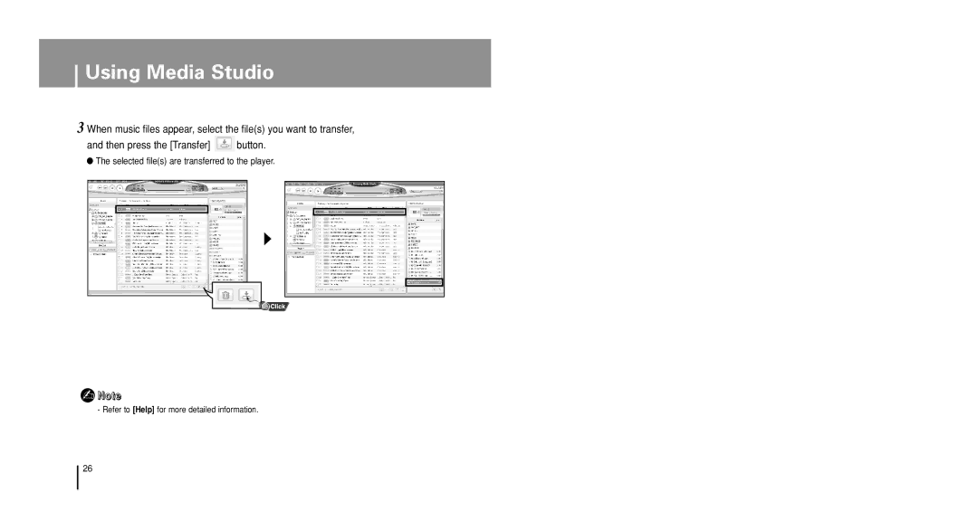 Samsung YP-U1QW/ELS, YP-U1V/ELS, YP-U1Z/ELS, YP-U1VW/ELS, YP-U1QB/ELS, YP-U1X/ELS, YP-U1VR/ELS, YP-U1VW/XSG Using Media Studio 